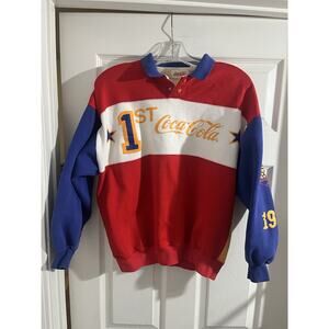 1987 Gold Cup Steeplechase Coca Cola Long Sleeve Sweatshirt Sz Small Color Block